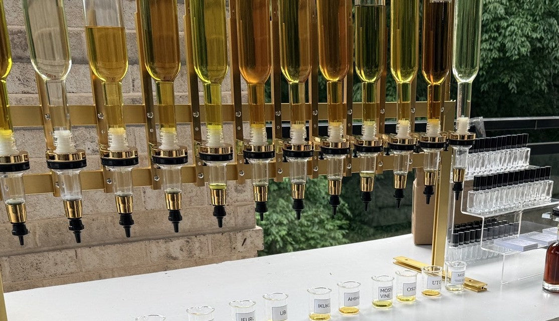 The OMA Botanical Perfume Bar set up at a private event
